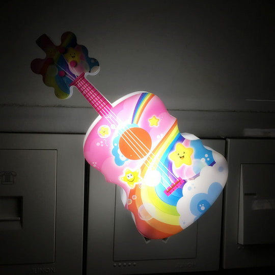 Guitar Mini LED Wall Lamp for Kids - Blue/Yellow or Red/Blue Night Light with Remote