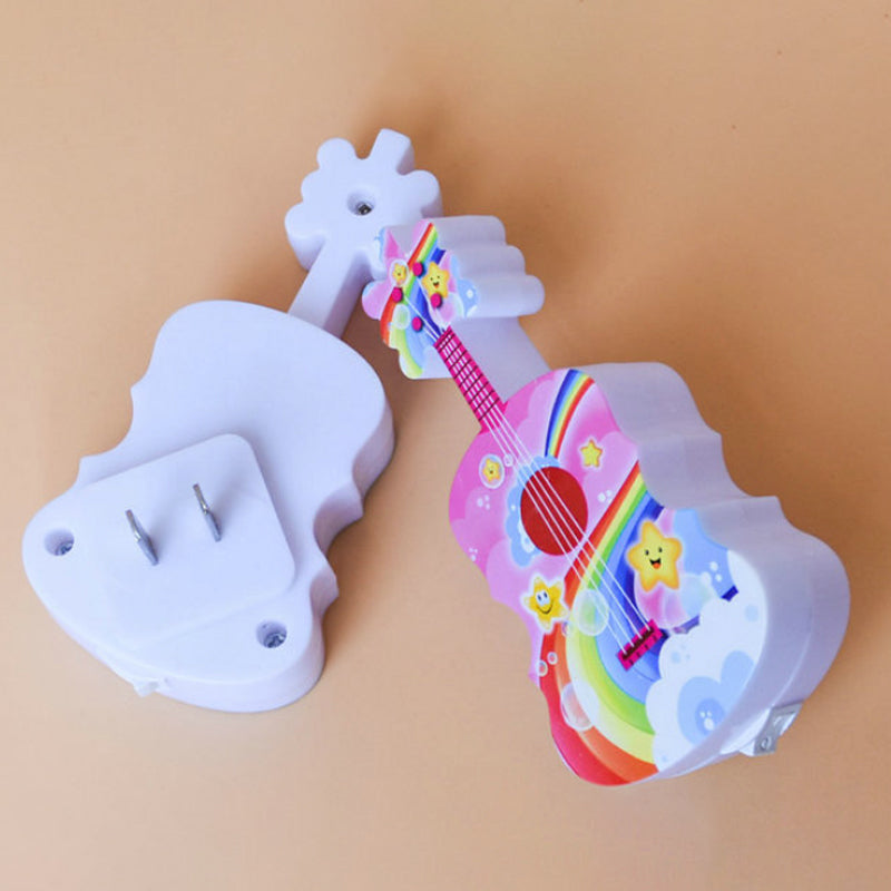 Guitar Mini LED Wall Lamp for Kids - Blue/Yellow or Red/Blue Night Light with Remote