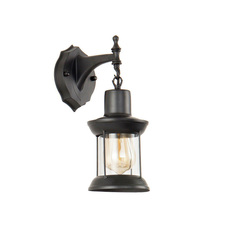 Modern Industrial 1-Light Clear Glass Sconce Wall Lantern for Kitchen