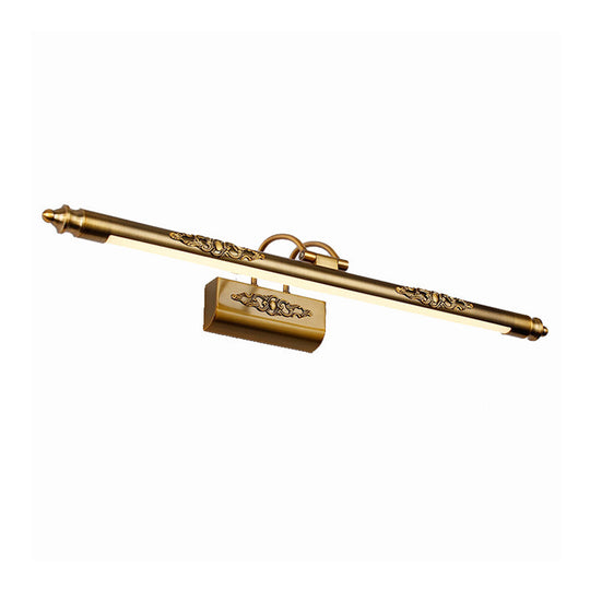 Vintage Style Bronze Carved Vanity Lighting Fixture - Warm/White LED Wall Sconce Lamp