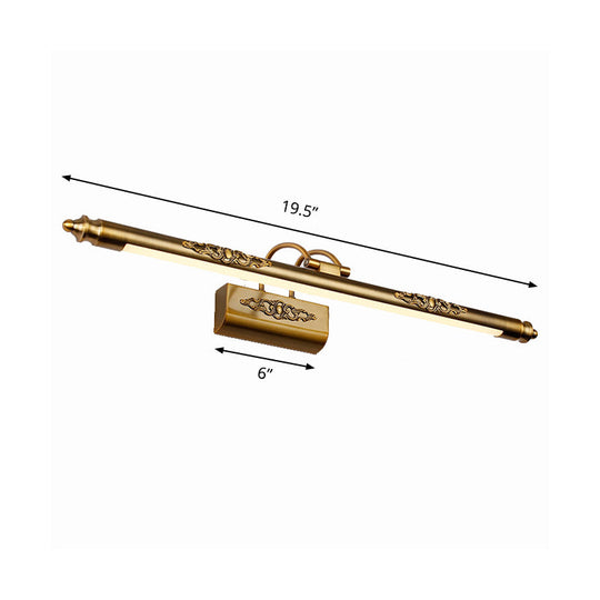 Vintage Style Bronze Carved Vanity Lighting Fixture - Warm/White LED Wall Sconce Lamp