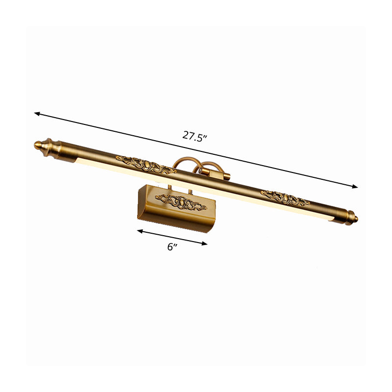 Vintage Style Bronze Carved Vanity Lighting Fixture - Warm/White LED Wall Sconce Lamp