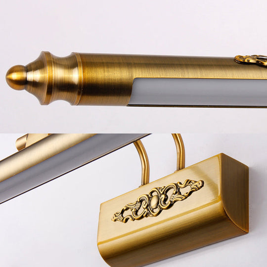 Vintage Style Bronze Carved Vanity Lighting Fixture - Warm/White LED Wall Sconce Lamp