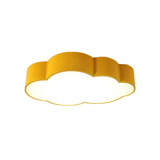 Contemporary LED Cloud Iron Flush Ceiling Light for Kids Bedroom - Yellow/Blue, 20.5"/24.5" Long