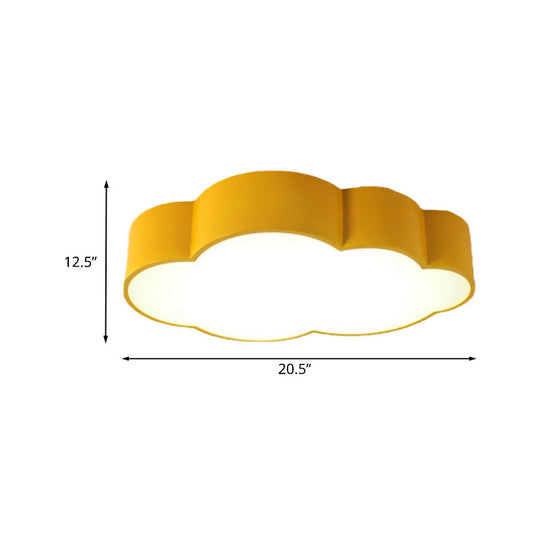Contemporary LED Cloud Iron Flush Ceiling Light for Kids Bedroom - Yellow/Blue, 20.5"/24.5" Long