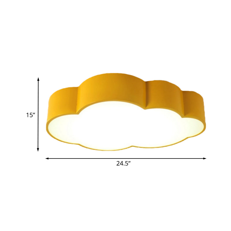 Contemporary LED Cloud Iron Flush Ceiling Light for Kids Bedroom - Yellow/Blue, 20.5"/24.5" Long
