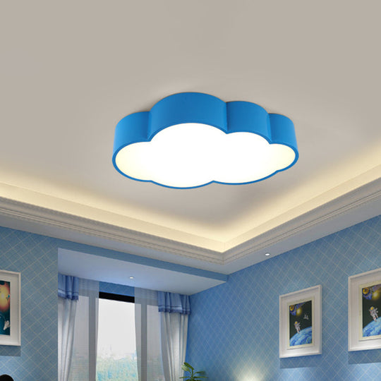 Contemporary LED Cloud Iron Flush Ceiling Light for Kids Bedroom - Yellow/Blue, 20.5"/24.5" Long