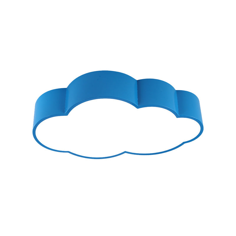 Contemporary LED Cloud Iron Flush Ceiling Light for Kids Bedroom - Yellow/Blue, 20.5"/24.5" Long