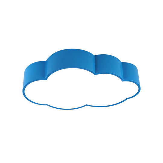 Contemporary LED Cloud Iron Flush Ceiling Light for Kids Bedroom - Yellow/Blue, 20.5"/24.5" Long