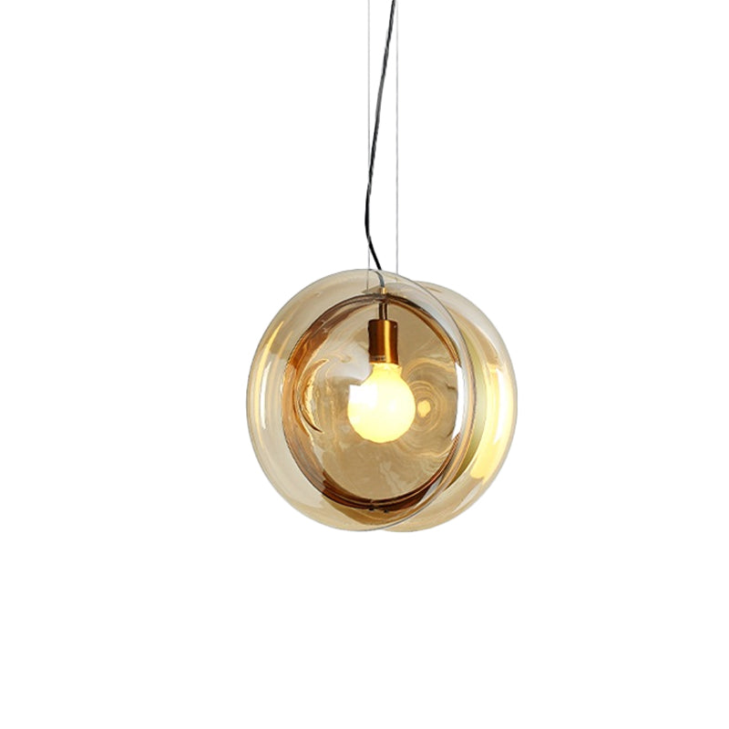 Stylish Macaron Pendant Light with Glass Shades - Blue/Pink/Cognac - 1 Head Bistro Hanging Lamp