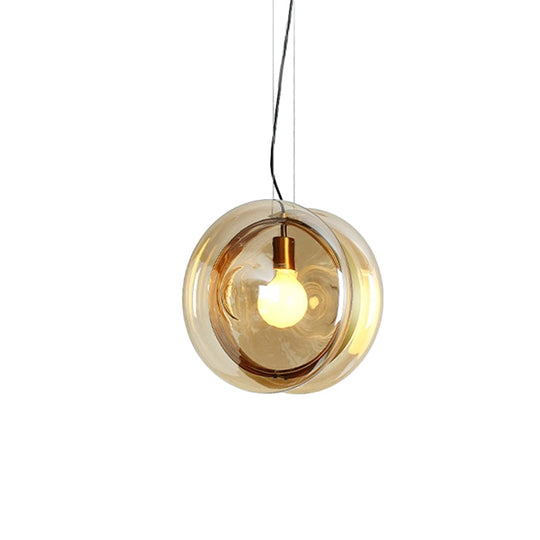 Stylish Macaron Pendant Light with Glass Shades - Blue/Pink/Cognac - 1 Head Bistro Hanging Lamp