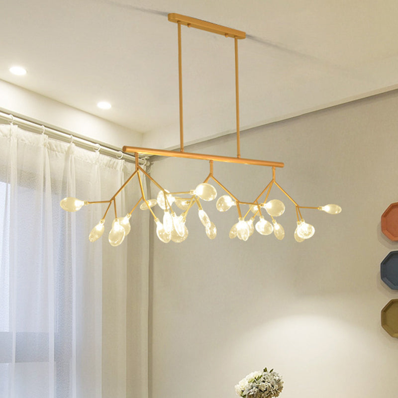 Modernist Clear Glass Dining Table Ceiling Pendant - Firefly Hanging Island Light in Black/Gold