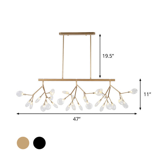Modernist Clear Glass Dining Table Ceiling Pendant - Firefly Hanging Island Light in Black/Gold