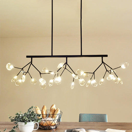 Modernist Clear Glass Dining Table Ceiling Pendant - Firefly Hanging Island Light in Black/Gold
