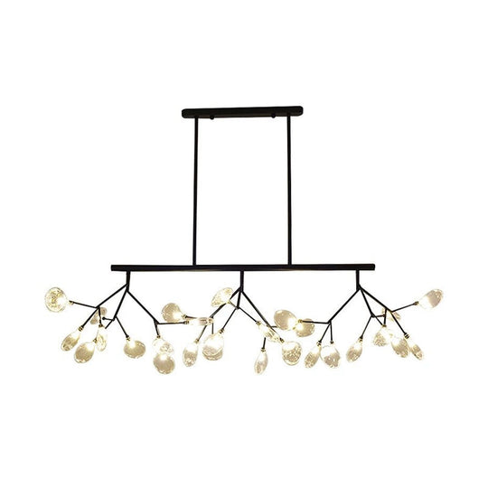 Modernist Clear Glass Dining Table Ceiling Pendant - Firefly Hanging Island Light in Black/Gold