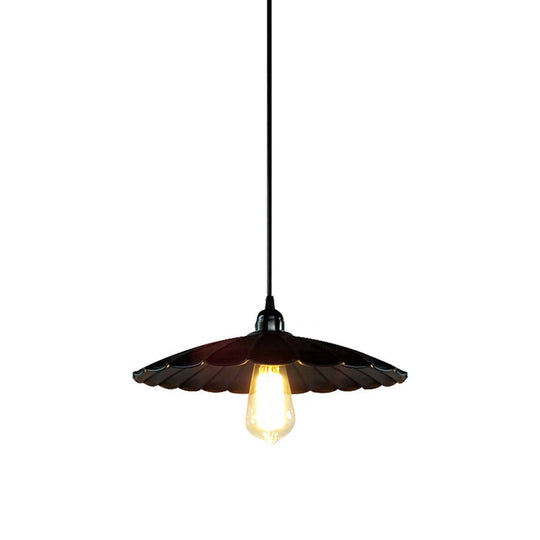 Antique Scalloped Pendant Lamp - 10"/12" Dia, Black" - Perfect for Your Kitchen