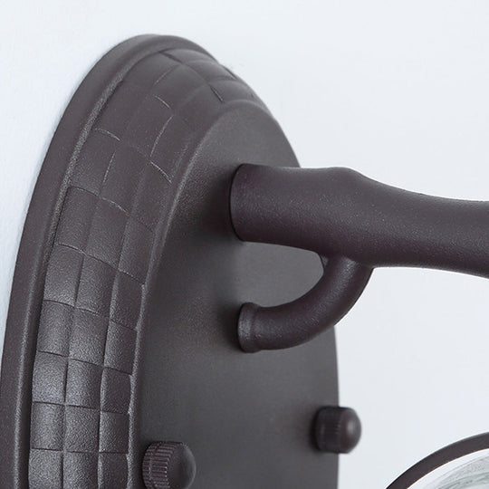 Industrial Wall Mounted Outdoor Lamp with Seedy Glass and Single Bulb in Black/Bronze, 5.5-8" Wide