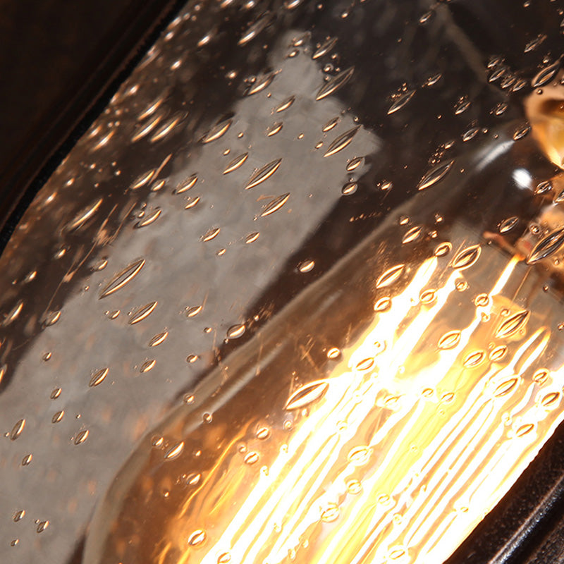 Industrial Outdoor Gooseneck Wall Light - 1 Light Black Sconce with Bubble Glass and Curved Arm