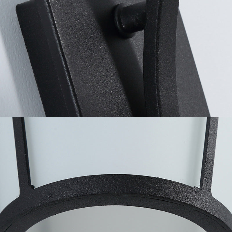 Opal Glass Sconce Light Vintage Royal Black Cone/Cylinder Outdoor Wall Lamp with One Bulb