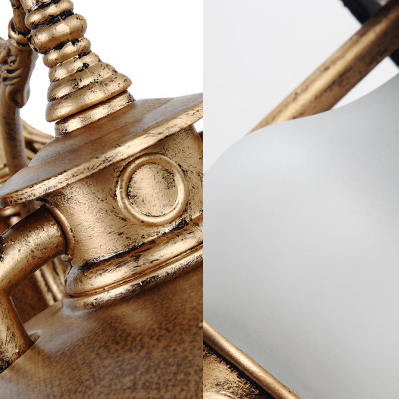 Frosted Glass Coastal Wall Mounted Lantern: Single Bulb Outdoor Sconce Light in Black/Aged Brass