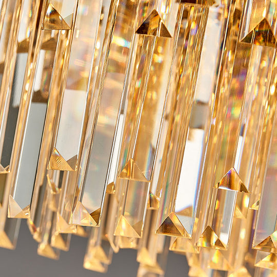 Modern Round Chandelier with Flower Pattern, Crystal and Metal Hanging Light for Bedroom - Brass Finish