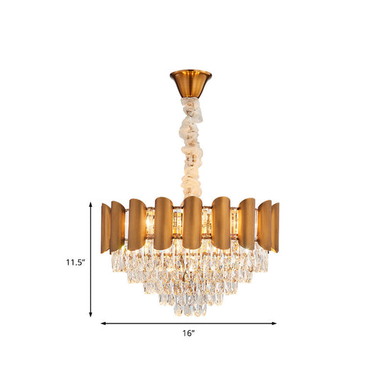 Modern Brass Pendant Lamp - Multi-Light Chandelier with Faceted Crystal