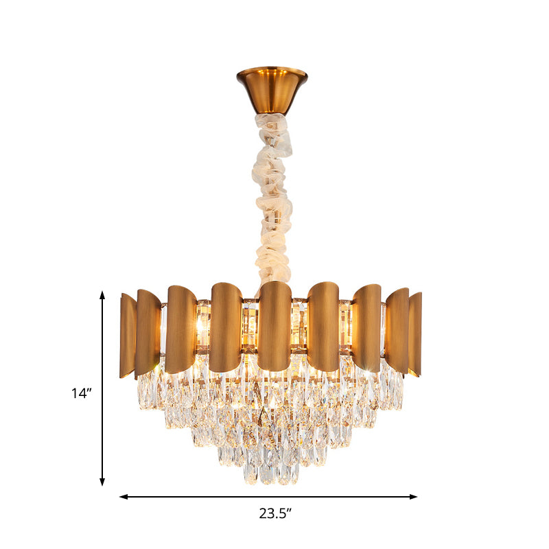 Modern Brass Pendant Lamp - Multi-Light Chandelier with Faceted Crystal