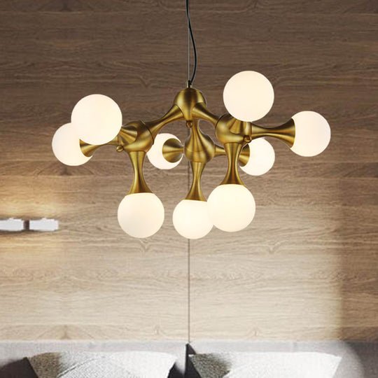 Modern Metal Starburst Chandelier with Glass Globe Shade - Available in 5/9/15 Lights