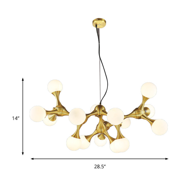 Modern Metal Starburst Chandelier with Glass Globe Shade - Available in 5/9/15 Lights