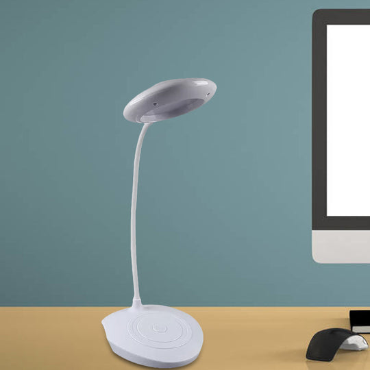 Modern LED Circle Shade Desk Lamp for Bedside, USB Charging, White