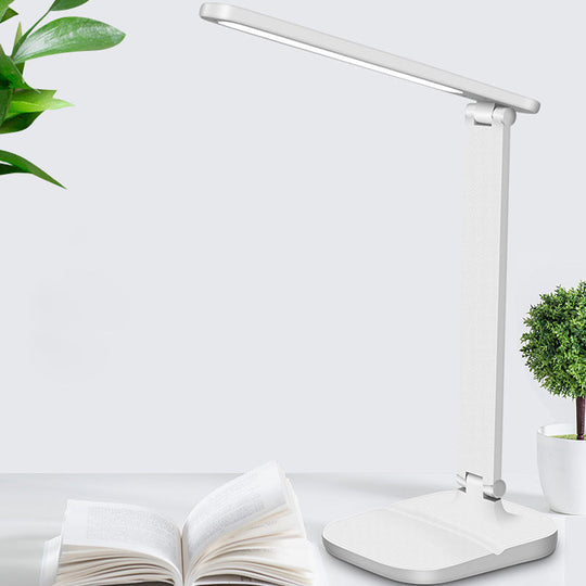 White Rotatable LED Desk Lamp - Simple Style for Bedside Reading