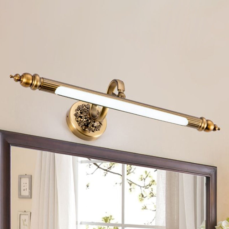 Modern Brass LED Wall Lamp for Vanity Mirror in Warm/White Light - 20"/24" Wide Tubular Design