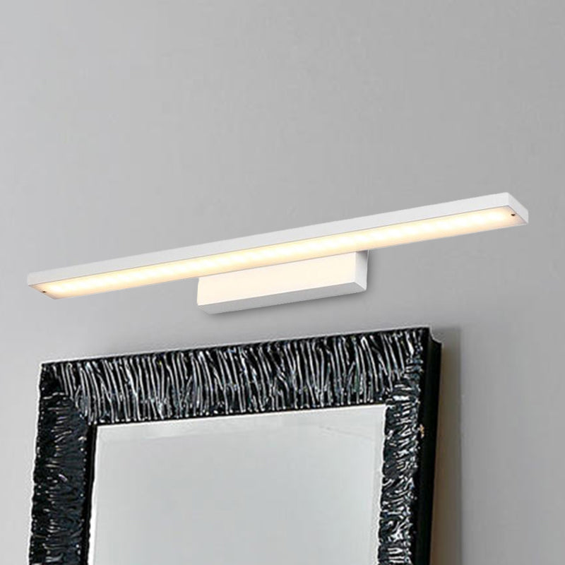 Sleek Black/White Vanity Lamp w/ Rectangular Shade & LED Acrylic Wall Light - 16"/23.5" Simplistic Fixture for Mirrors