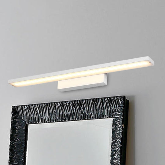 Sleek Black/White Vanity Lamp w/ Rectangular Shade & LED Acrylic Wall Light - 16"/23.5" Simplistic Fixture for Mirrors