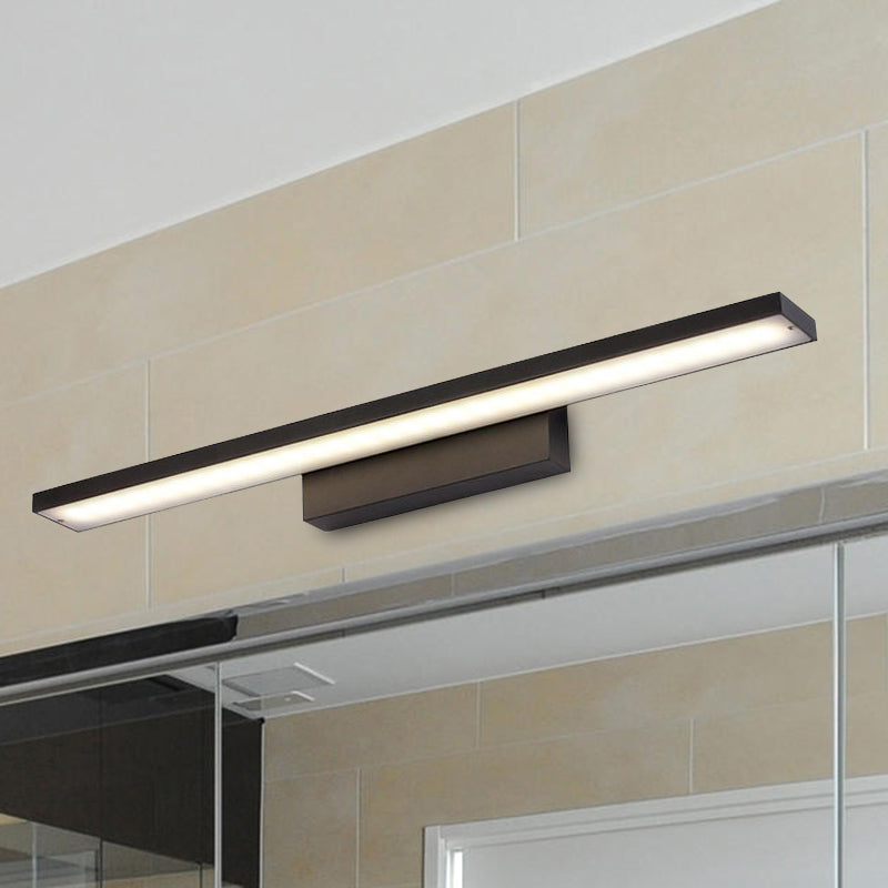 Sleek Black/White Vanity Lamp w/ Rectangular Shade & LED Acrylic Wall Light - 16"/23.5" Simplistic Fixture for Mirrors