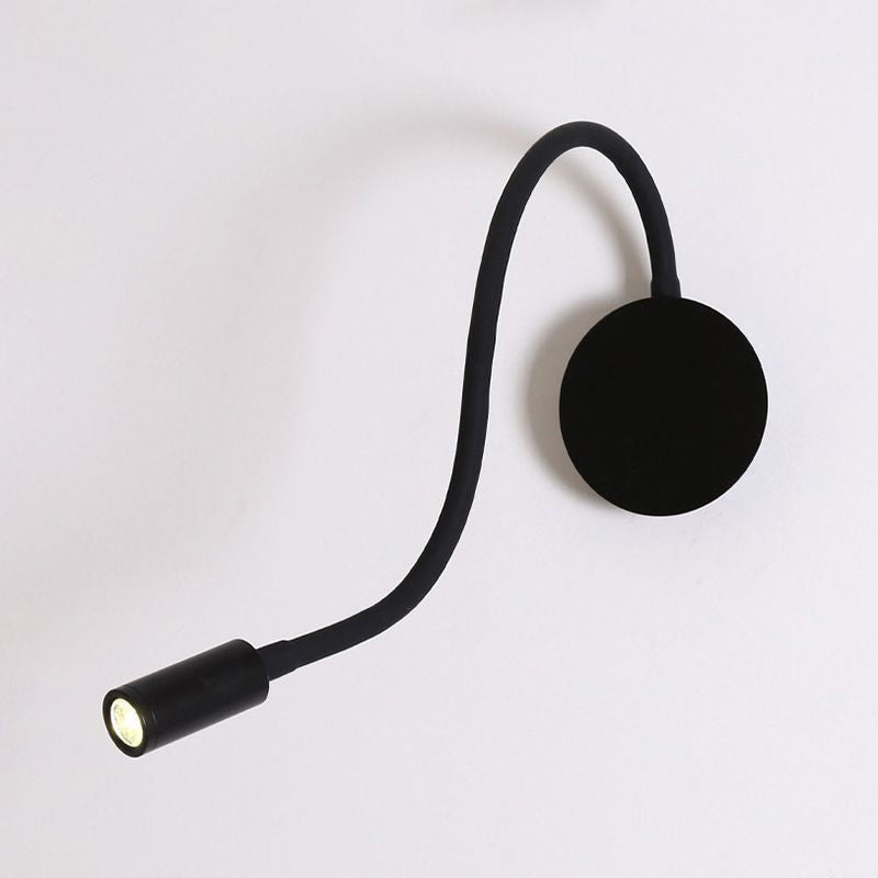 Silicone and Metal LED Adjustable Cylinder Reading Wall Light in Contemporary Black/White Design