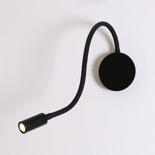 Silicone and Metal LED Adjustable Cylinder Reading Wall Light in Contemporary Black/White Design