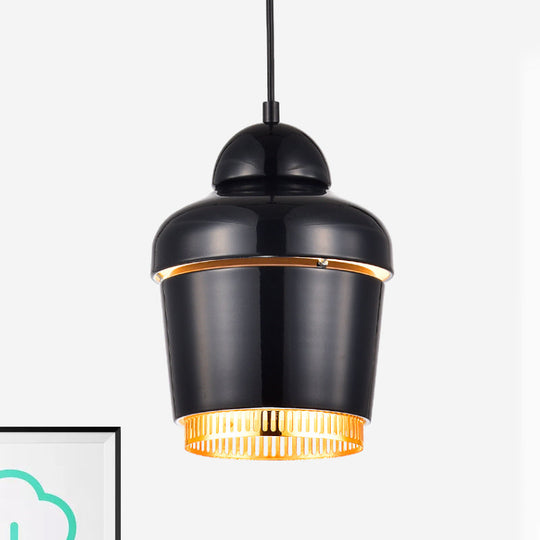 Modern Black/White/Chrome Jar Pendant Ceiling Light - Stylish Iron Hanging Pendant Light