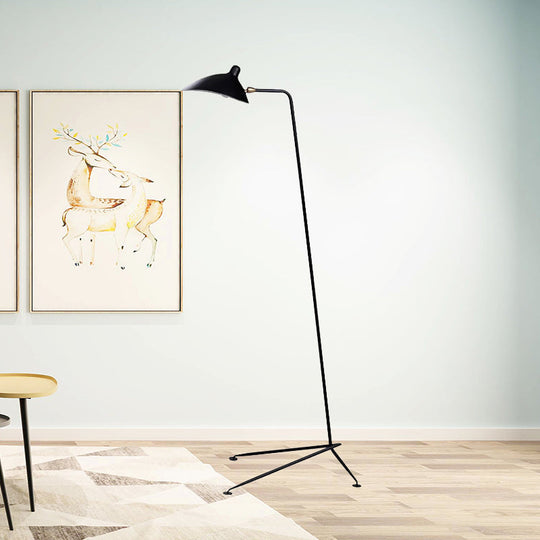 Modern Style 1/3-Light Floor Lamp with sleek Duckbill Metal Shade - Black Finish, Perfect for Living Room