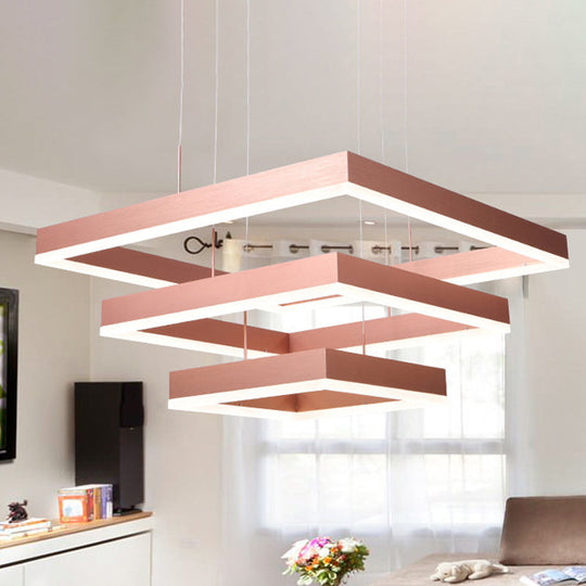 Rose Gold Bedroom Chandelier with Acrylic Shade - 1/2/3-Light Pendant in Warm/White/Natural Light
