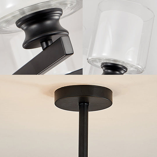 Modernist 2-Tier White Glass Chandelier with Radial Design - 12 Lights: Black/Gold/Silver Hanging Light Fixture