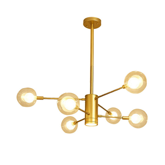 Modern Gold Chandelier Lamp with Clear Glass Shades - 6/8 Lights, ideal for Living Room Ceiling Hanging