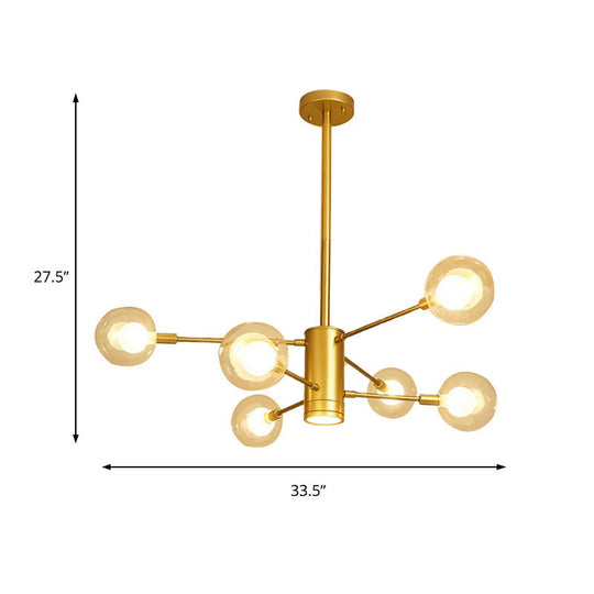 Modern Gold Chandelier Lamp with Clear Glass Shades - 6/8 Lights, ideal for Living Room Ceiling Hanging