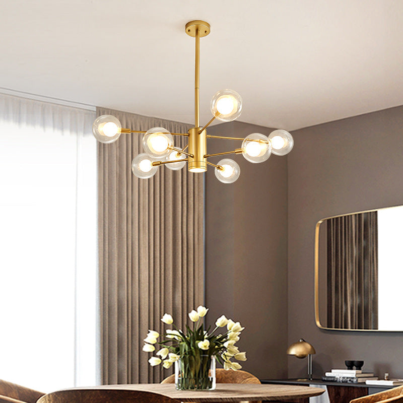 Modern Gold Chandelier Lamp with Clear Glass Shades - 6/8 Lights, ideal for Living Room Ceiling Hanging