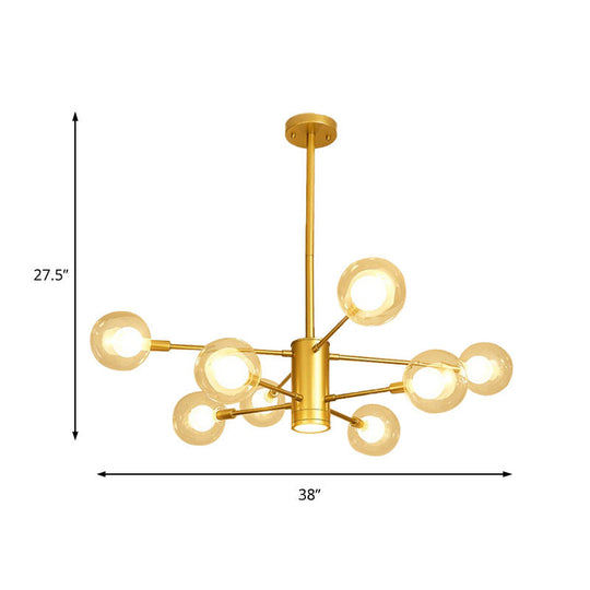 Modern Gold Chandelier Lamp with Clear Glass Shades - 6/8 Lights, ideal for Living Room Ceiling Hanging