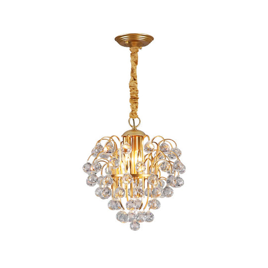 Golden Crystal Ball Pendant Lighting - Contemporary 3-Light Ceiling Hanging Fixture for Dining Room
