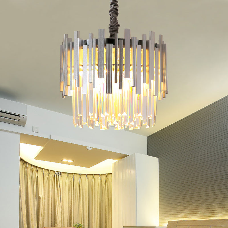 Stunning Silver/Gold Pendant Lamp with Crystal Prism - Modern and Stylish Lighting for Bedrooms