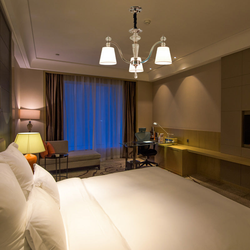 Modern Chrome Chandelier with Curved Arms - 3/6/8 Lights, White Glass Hanging Lamp Fixture