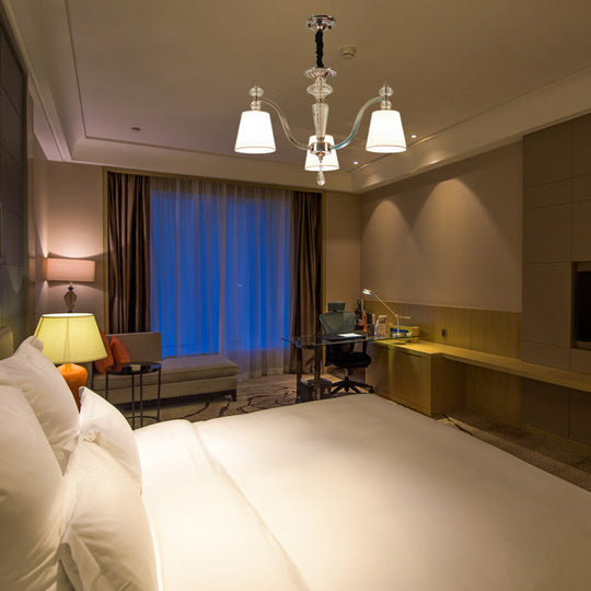 Modern Chrome Chandelier with Curved Arms - 3/6/8 Lights, White Glass Hanging Lamp Fixture