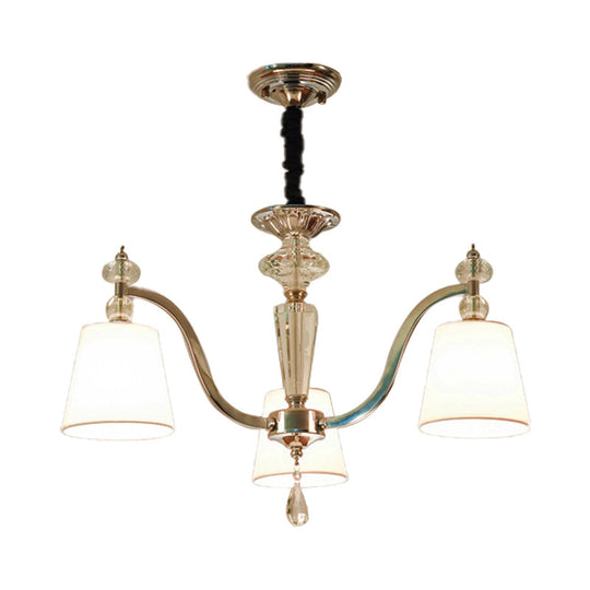 Modern Chrome Chandelier with Curved Arms - 3/6/8 Lights, White Glass Hanging Lamp Fixture